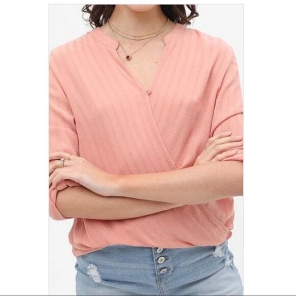 Love Tree Peach 3/4 Sleeve Kimono Wrap Boho V-Neck Blouse - Picture 1 of 8